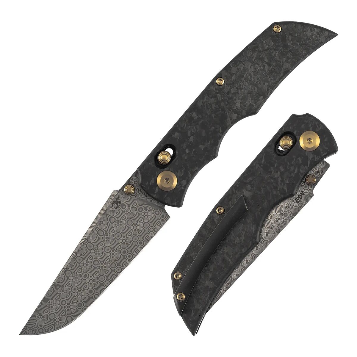 KANSEPT SIF | Parçalanmış Karbon Fiber Sap | Damascus Çelik Çakı | K1100V4