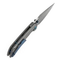 KANSEPT Fenrir | Frame Lock | Kumlanmış Titanyum, Mikro Frezelenmiş Su Dalgası Dokulu Sap | Damascus Çelik Çakı | K1034C4