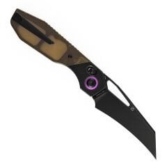 Kansept QTRO | Çapraz Kilit | Siyahlaştırılmış Titanyum ve Amber Pei/Ultem Kakma Sap | Elmax Çelik Çakı | K1118VH1