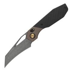Kansept QTRO | Bronz Eloksallı Titanyum + Fitilli Karbon Fiber + G10 Kakma Sap | Damascus Çelik Çakı | K1118VH2