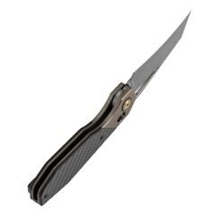 Kansept QTRO | Bronz Eloksallı Titanyum + Fitilli Karbon Fiber + G10 Kakma Sap | Damascus Çelik Çakı | K1118VH2