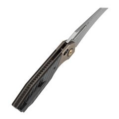 Kansept QTRO | Bronz Eloksallı Titanyum + Fitilli Karbon Fiber + G10 Kakma Sap | Damascus Çelik Çakı | K1118VH2