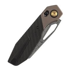 Kansept QTRO | Bronz Eloksallı Titanyum + Fitilli Karbon Fiber + G10 Kakma Sap | Damascus Çelik Çakı | K1118VH2