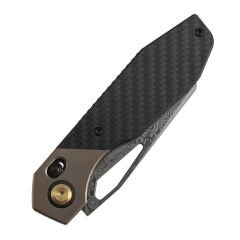 Kansept QTRO | Bronz Eloksallı Titanyum + Fitilli Karbon Fiber + G10 Kakma Sap | Damascus Çelik Çakı | K1118VH2