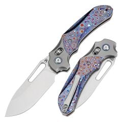 KANSEPT Quasar | Taşlanmış Titanyum ve Timascus Sap | CPM 20CV Çelik Çakı | K1099V4