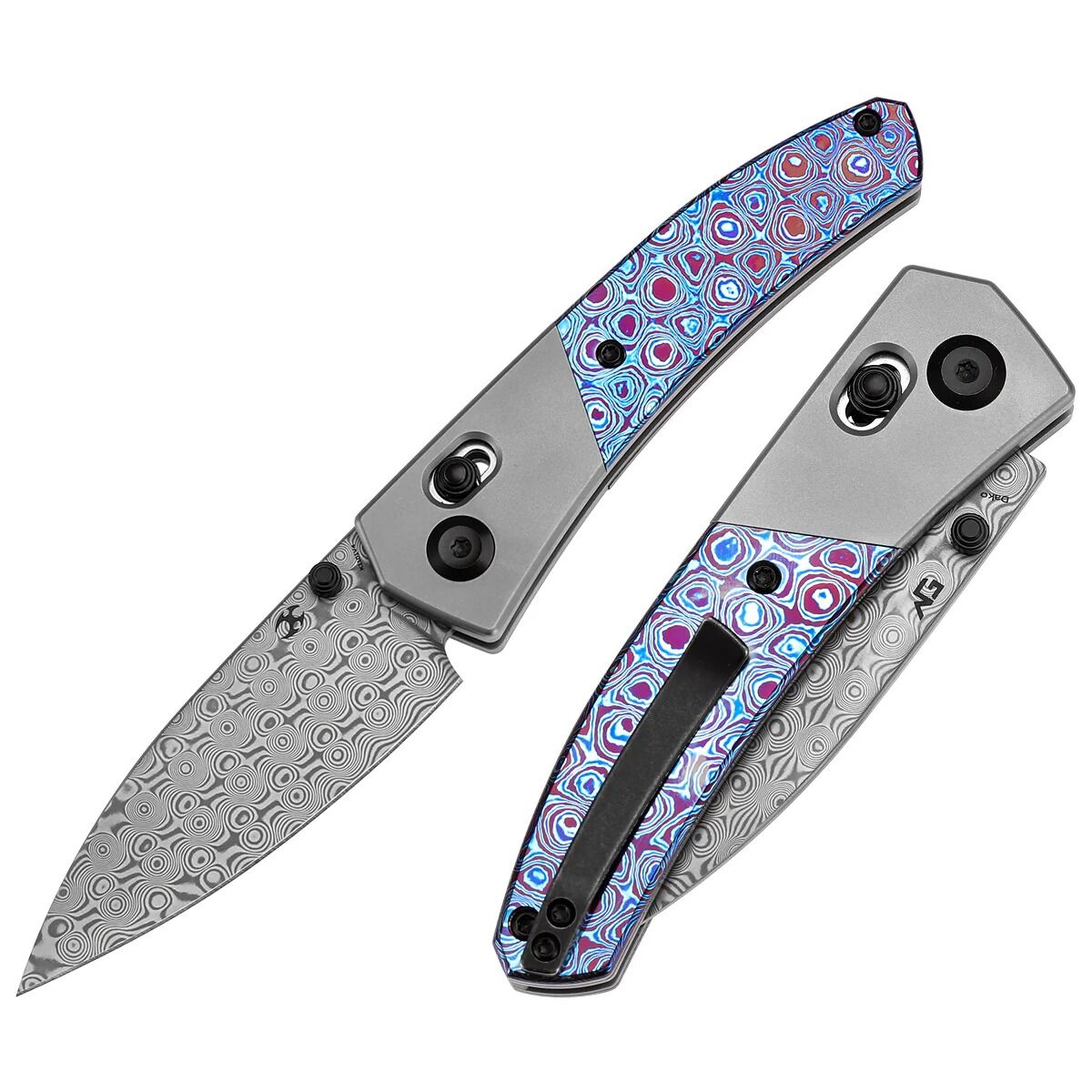 KANSEPT Dako | Titanyum + Timascus Saplı | Damascus Çelik Çakı | K1101V4