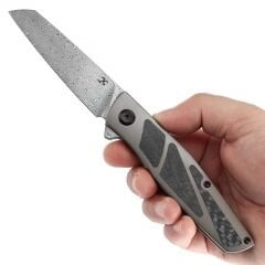 KANSEPT Cru | Liner Kilitli | Bronz Eloksallı Titanyum ve Dimi Karbon Fiber Sap | Damascus Çelik Çakı | K1092A4