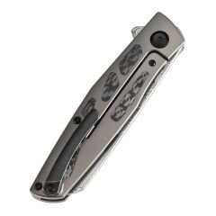 KANSEPT Cru | Liner Kilitli | Bronz Eloksallı Titanyum ve Dimi Karbon Fiber Sap | Damascus Çelik Çakı | K1092A4