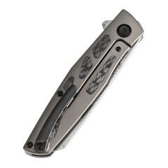 KANSEPT Cru | Bronz Eloksallı Titanyum ve Dimi Karbon Fiber Sap | Damascus Çelik Çakı | K1092A4