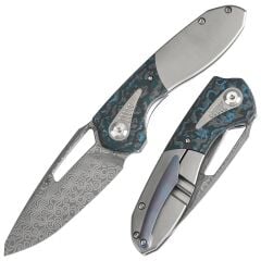 KANSEPT Thoth | Kumlanmış Titanyum + Arktik Fırtına Karbon Sap | Damascus Çelik Çakı | K1075A2