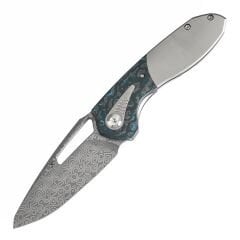 KANSEPT Thoth | Kumlanmış Titanyum + Arktik Fırtına Karbon Sap | Damascus Çelik Çakı | K1075A2