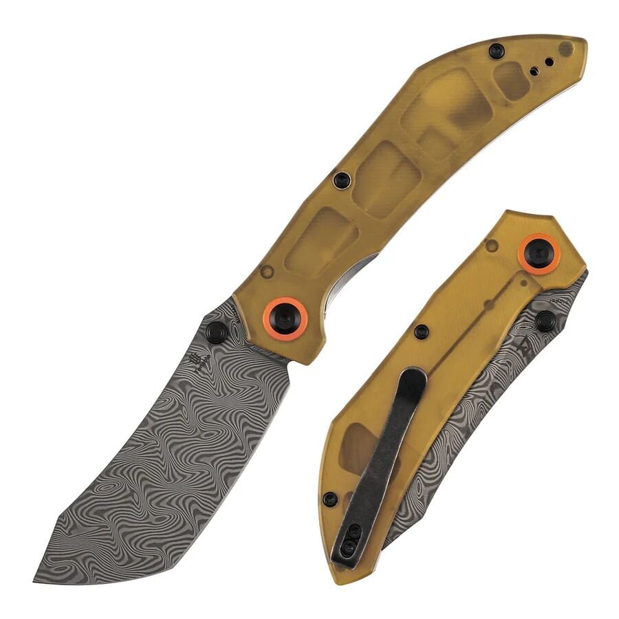 Tenable Tipper | Amber PEI/Ultem Sap | Damascus Çelik Çakı | B1079A5