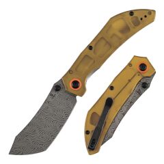 Tenable Tipper | Amber PEI/Ultem Sap | Damascus Çelik Çakı | B1079A5