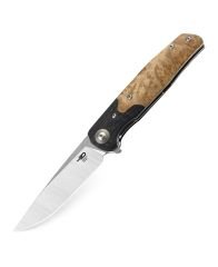 BESTECH ASCOT BG19D Ara Katman Karbon Fiber Ve G10 + Lightburl Ahşap Sap 14C28N Çelik Çakı