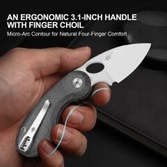 Kizer Microbe™ | Button Liner Lock™ | Norplex UltreX™ Micarta | 14C28N | KizerV™ 2742A2