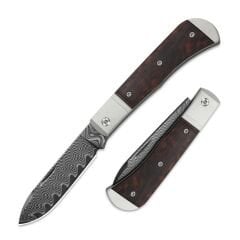 Kizer Trestle D | Alüminyum + Leopar Ağacı Sap | Damascus Çelik Çakı | V3760A3