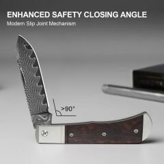 Kizer Trestle D | Alüminyum + Leopar Ağacı Sap | Damascus Çelik Çakı | V3760A3