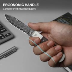 Kizer Trestle D | Acid-washed Damascus | Aluminum & Leopardwood | Slip Joint | KizerV™ 3760A3