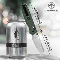 Kizer Task | 154CM | Green G10 - Satin | KizerV™ 3641C3