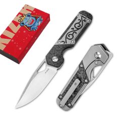 Kizer Mini Militaw® | Titanyum + Karbon Fiber Sap | S45VN Çelik Çakı | Ki3634SA4