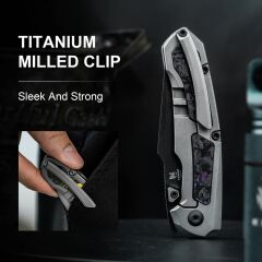 Kizer Feweed | Titanyum + Fat Karbon Sap | S35VN Çelik Çakı | Ki3694A1