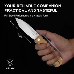 Kizer Retro | Pirinç + Micarta Sap | Nitro V Çelik Çakı | V4726A1