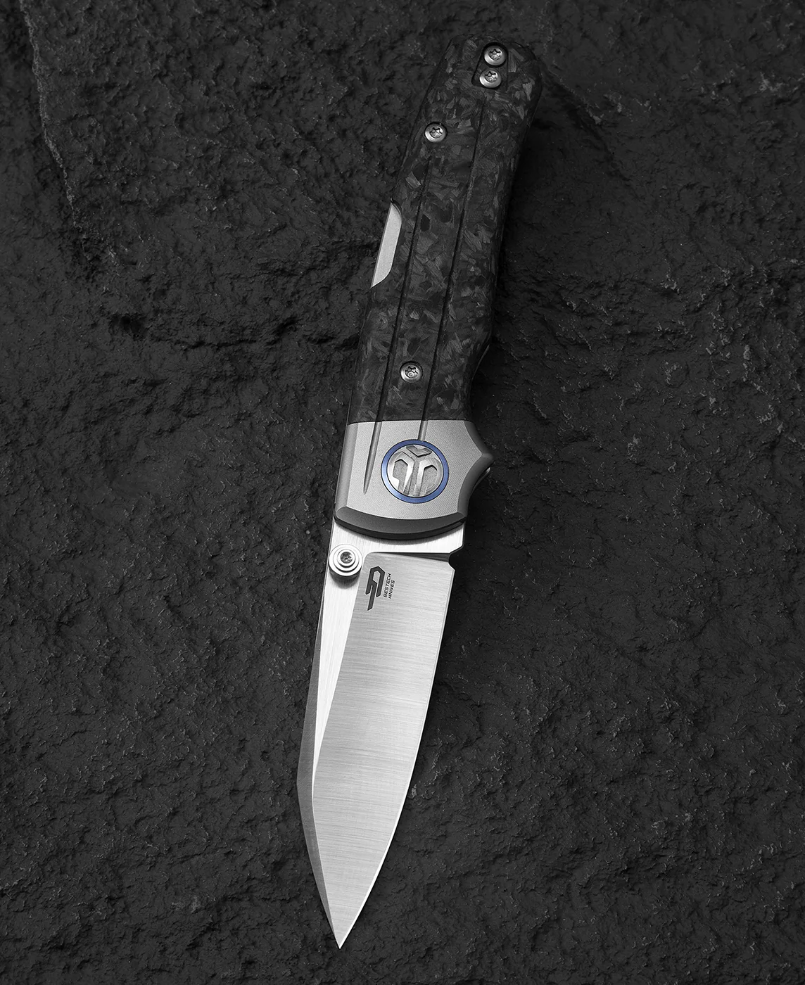 BESTECH TONIC BT2204D Titanyum+Mermer Karbon Fiber Kakma Sap: 2,89'' M390 Blade