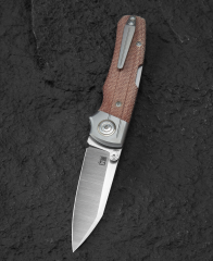 BESTECH TONIC BT2204B Titanyum + Doğal Kanvas Micarta Kaplamalar Sap: 2,89'' M390 Blade