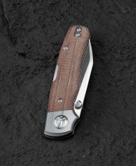 BESTECH TONIC BT2204B Titanyum + Doğal Kanvas Micarta Kaplamalar Sap: 2,89'' M390 Blade
