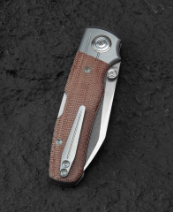 BESTECH TONIC BT2204B Titanyum + Doğal Kanvas Micarta Kaplamalar Sap: 2,89'' M390 Blade