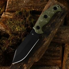 Kizer Sheepdog® Survival | Hammer Pommel & Bow Drill Divot | Black Coated 1095 Steel | KizerV™ 1105A4