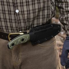 Kizer Sheepdog® Survival | Hammer Pommel & Bow Drill Divot | Black Coated 1095 Steel | KizerV™ 1105A4