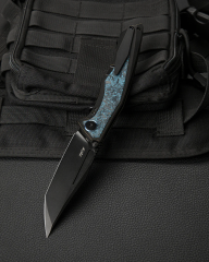 BESTECH TOGATTA BT2102H Titanyum +Siyah Ve Mavi Karbon Fiber Kakma Sap: 3,74'' M390 Blade