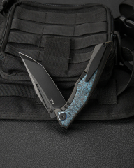 BESTECH TOGATTA BT2102H Titanyum +Siyah Ve Mavi Karbon Fiber Kakma Sap: 3,74'' M390 Blade