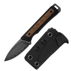 Kizer Whiskey Jack | Acid-washed Damascus | G10 & Mkuruti Wood | Skeletonized Tang | KizerV™ 1108A2