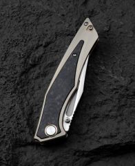 BESTECH TOGATTA BT2102F Titanyum+Mermer Karbon Fiber Kakma Kolu: 3,74'' M390 Blade