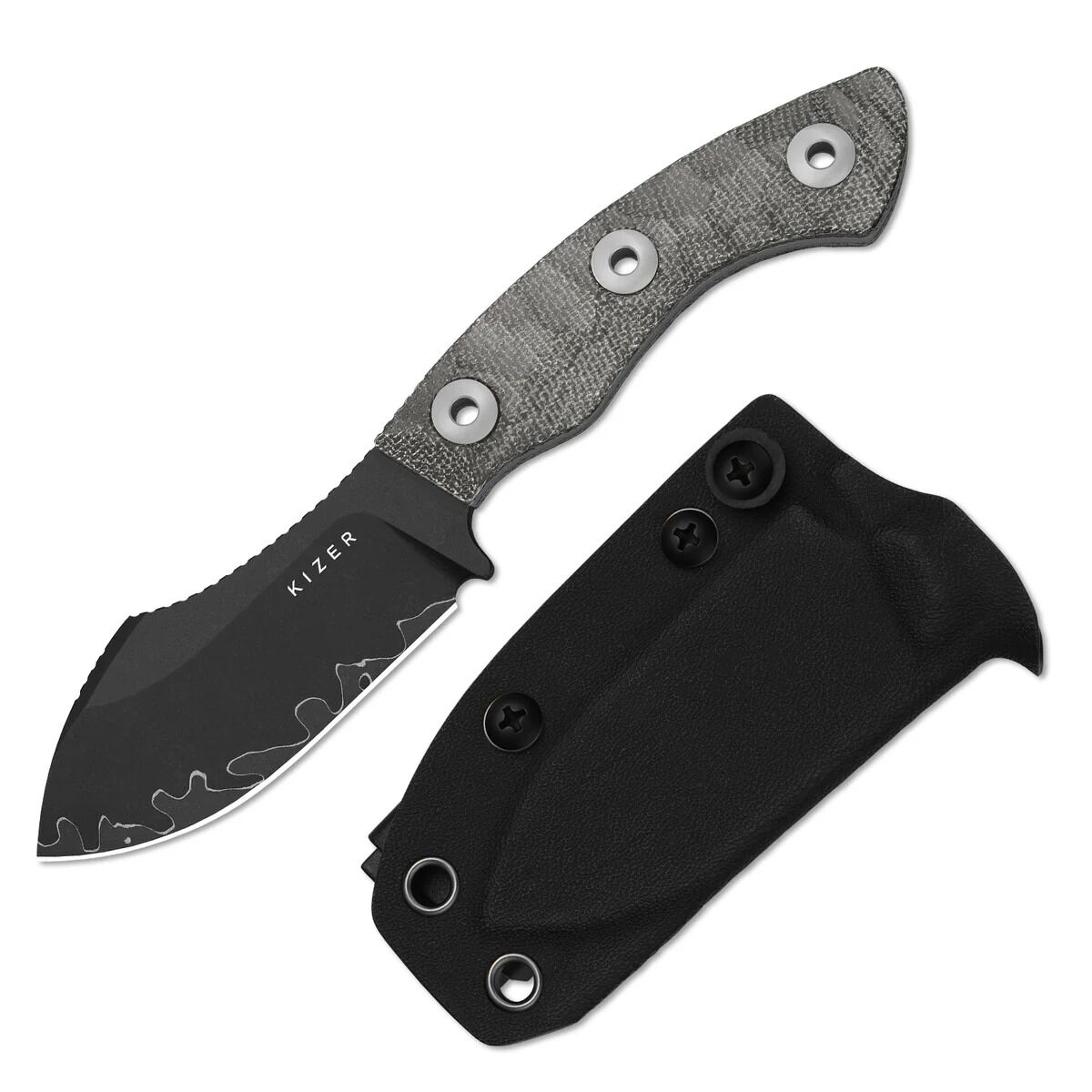 Kizer Rook | 3-layer Composite Steel | Norplex UltreX Micarta | Fixed Blade | KizerV™ 1090A2