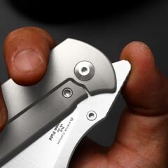 Kizer Harpoon Fold | Elmax + Hollow Grind + Stonewashed | FRAME LOCK | Titanium | KizerB™ 4784A1