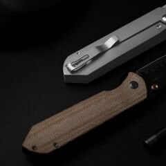 Kizer Harpoon Fold | Elmax + Hollow Grind + Stonewashed | FRAME LOCK | Titanium | KizerB™ 4784A1