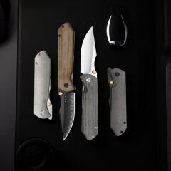 Kizer Harpoon Fold | Elmax + Hollow Grind + Stonewashed | FRAME LOCK | Titanium | KizerB™ 4784A1