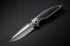 Rike Knife Viper 2-B-P/GrCF Plain Titanium Integral Handle With Green Carbon Fiber Inlay Bohler M398 Çakı