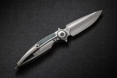 Rike Knife Viper 2-B-P/GrCF Plain Titanium Integral Handle With Green Carbon Fiber Inlay Bohler M398 Çakı
