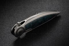 Rike Knife Viper 2-B-P/GrCF Plain Titanium Integral Handle With Green Carbon Fiber Inlay Bohler M398 Çakı