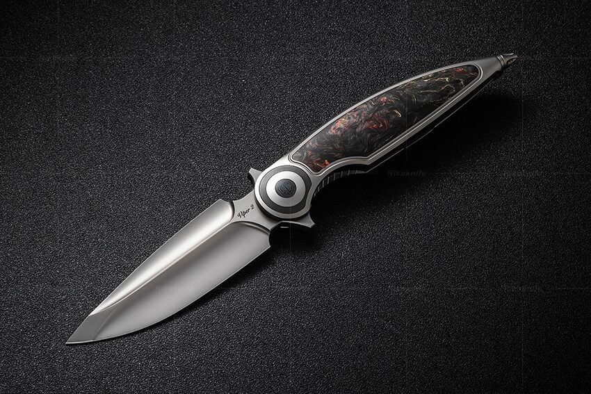 Rike Knife Viper 2-B-P/OCF Plain Integral Handle With Orange Carbon Fiber Inlay Bohler M398 Çakı