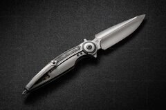 Rike Knife Viper 2-B-P/GCF Plain Titanium Integral Handle With Gold Carbon Fiber Inlay Bohler M398 Çakı