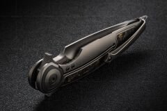 Rike Knife Viper 2-B-P/GCF Plain Titanium Integral Handle With Gold Carbon Fiber Inlay Bohler M398 Çakı