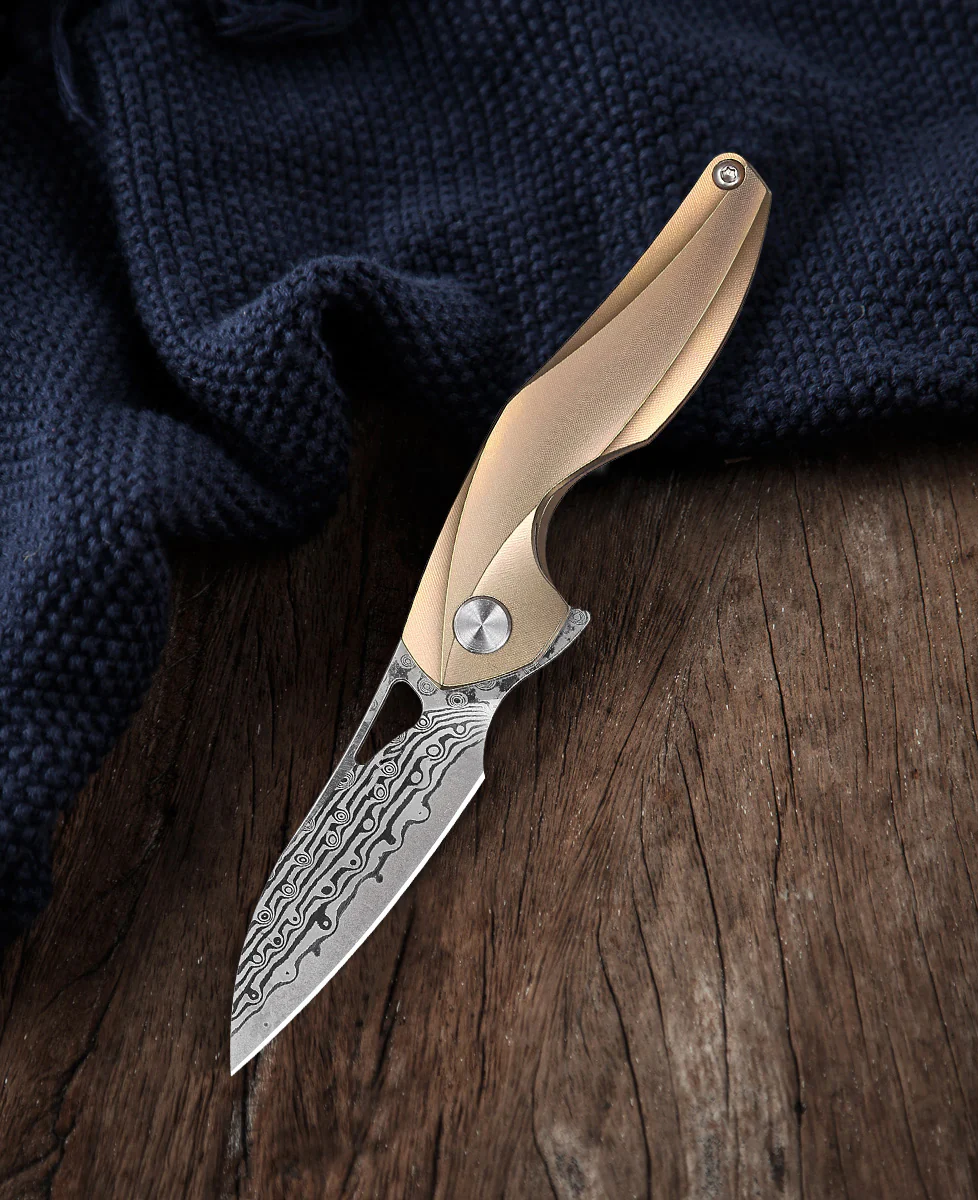 BESTECH The Reticulan | Titanyum Sap | Damascus Çelik Mini Kolye Çakı | BT1810J