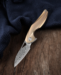 BESTECH THE RETICULAN BT1810J Titanyum Sap Damascus Çelik Mini Çakı