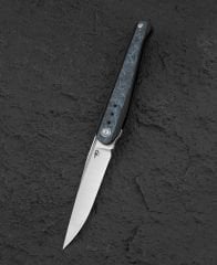 BESTECH SPEAR PHISHER BT2405C 3.48'' M390 Blade Titanyum+ Mavi Karbon Fiber Sap
