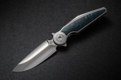 Rike Knife Viper 3-P/GrCF Plain Titanium Integral Handle With Green Carbon Fiber Inlay Bohler M398 Çakı
